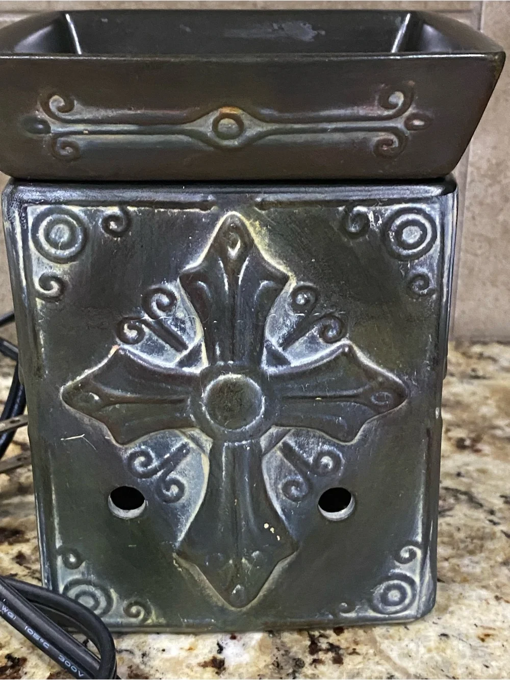 Scentsy Retired Cross Hope Full Size Ceramic Rustic Wax Warmer